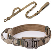 Ensemble collier et laisse pour chien en nylon durable, laisse réfléchissante, collier d'entraînement tactique pour chien, grand ensemble de laisses pour chien