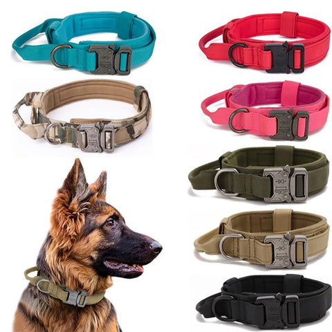 Ensemble collier et laisse pour chien en nylon durable, laisse réfléchissante, collier d'entraînement tactique pour chien, grand ensemble de laisses pour chien