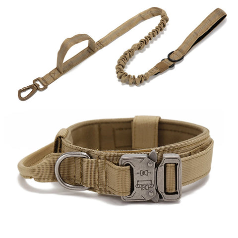 Ensemble collier et laisse pour chien en nylon durable, laisse réfléchissante, collier d'entraînement tactique pour chien, grand ensemble de laisses pour chien