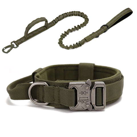 Ensemble collier et laisse pour chien en nylon durable, laisse réfléchissante, collier d'entraînement tactique pour chien, grand ensemble de laisses pour chien